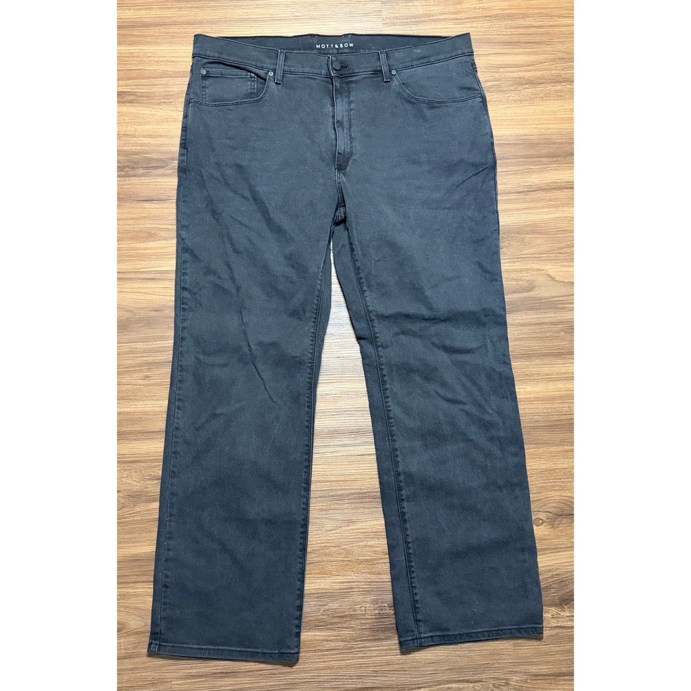Mott & Bow Mens Straight Leg Jeans Washed Black Stretch Denim Sz 40x32